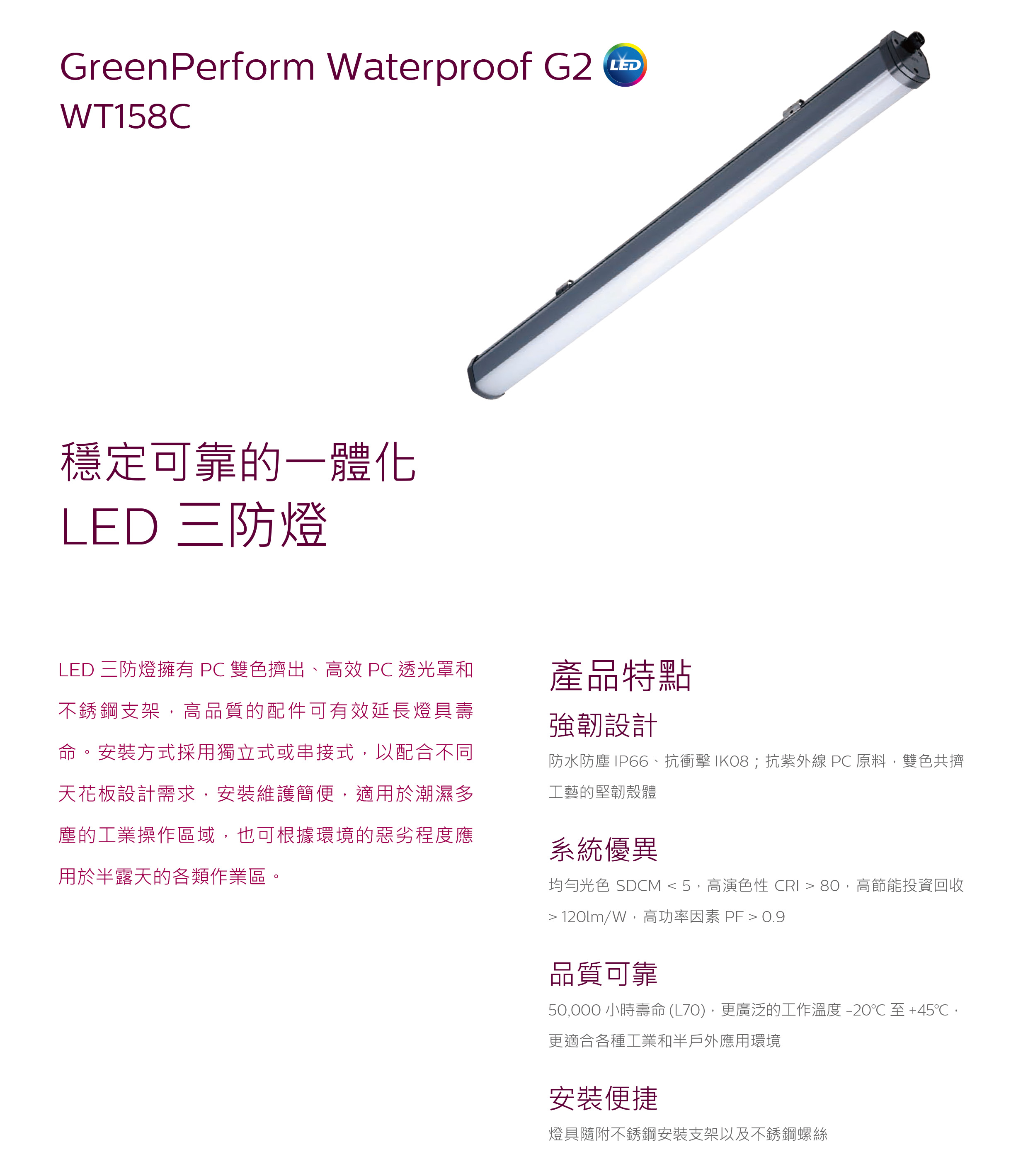 lighting philips WT158C LED三防燈